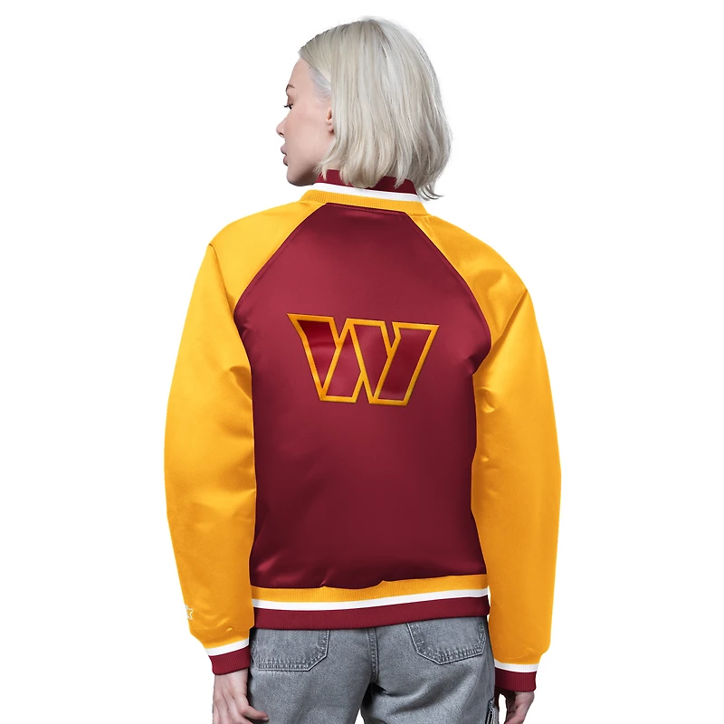 Women's Starter Burgundy/Gold Washington Commanders Satin Full-Snap Vintage Varsity Jacket