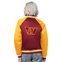 Women's Starter Burgundy/Gold Washington Commanders Satin Full-Snap Vintage Varsity Jacket