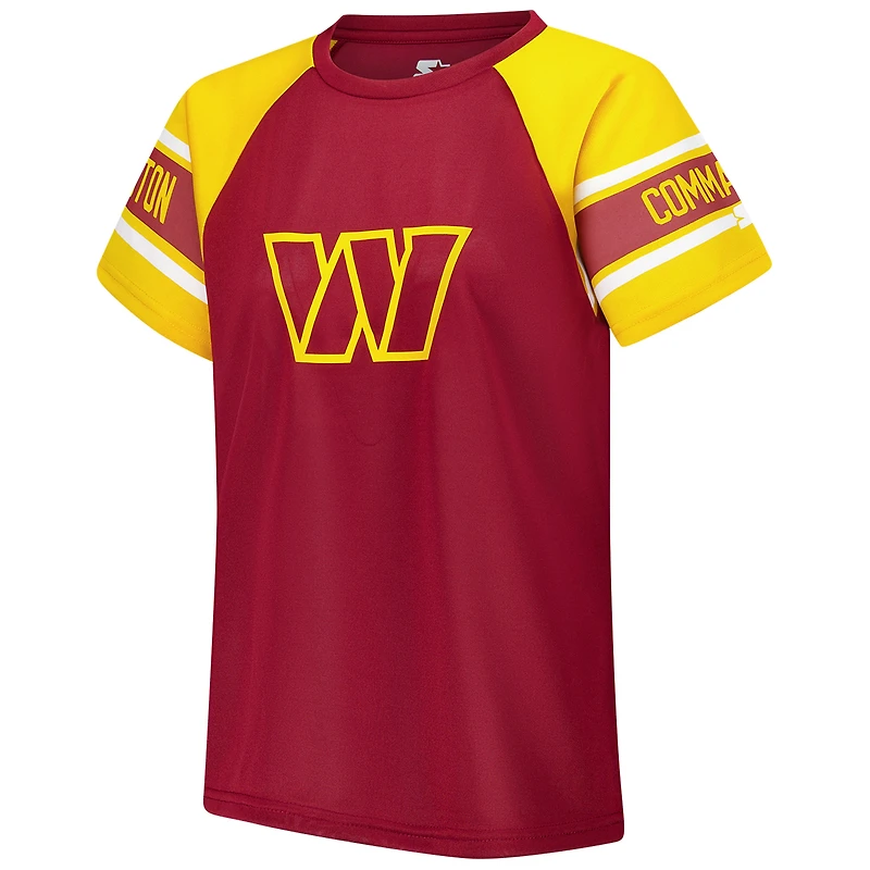 Women's Starter Burgundy Washington Commanders 1st Rounder Color Block Raglan Top