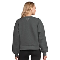 Women's Starter  Heather Gray Washington Commanders Show Up Cropped Fleece Pullover Sweatshirt