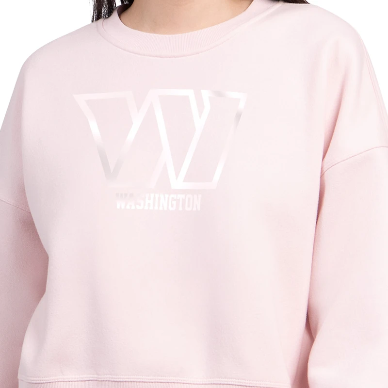 Sweat-shirt en polaire Starter rose clair pour femme, Washington Commanders, coupe carrée, style pastel.