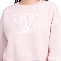 Sweat-shirt en polaire Starter rose clair pour femme, Washington Commanders, coupe carrée, style pastel.