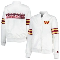 Women's Starter White Washington Commanders Line Up Satin Full-Snap Varsity Jacket
