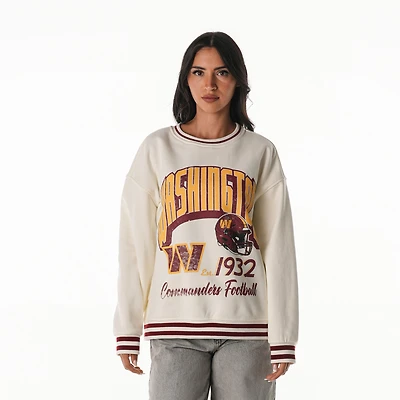 Sweat-shirt oversize vintage en molleton français The Wild Collective crème Washington Commanders pour femme