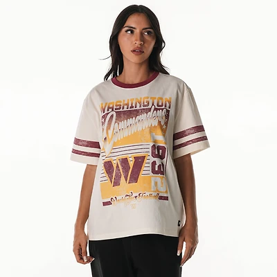 T-shirt boyfriend surdimensionné à épaules tombantes vintage The Wild Collective pour femme, couleur crème, Washington Commanders