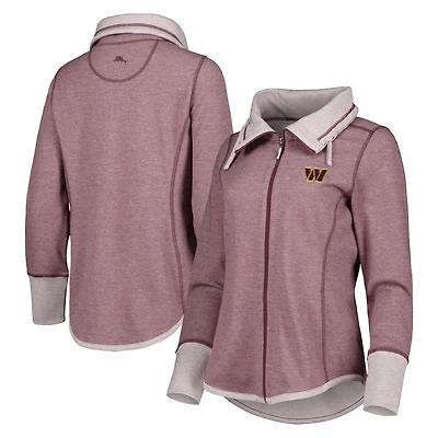 Sweat-shirt à fermeture éclair pour femmes Tommy Bahama bordeaux Washington Commanders Sport Sun Fade