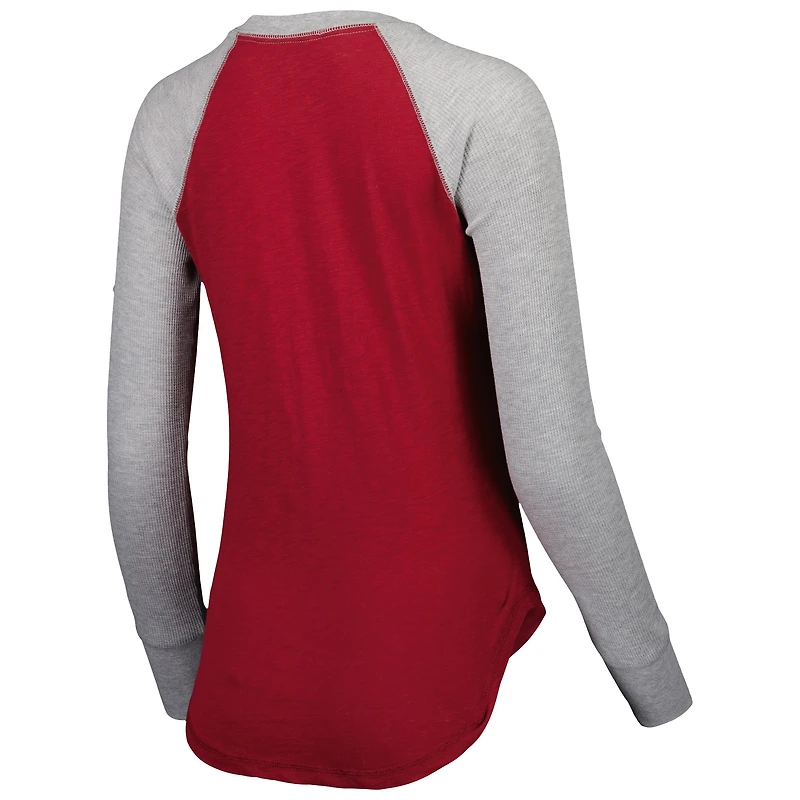 T-shirt léger à manches longues raglan gaufré des Washington Commanders pour femme, bordeaux Touch