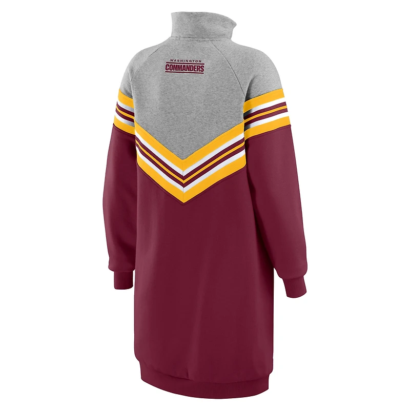 Women's WEAR by Erin Andrews  Burgundy/Heather Gray Washington Commanders Chevron Stripe Dress