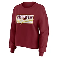 Women's WEAR by Erin Andrews Burgundy Washington Commanders Heavy Rugby Jersey Long Sleeve T-Shirt & Shorts Lounge Set