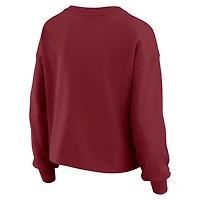 Women's WEAR by Erin Andrews Burgundy Washington Commanders Heavy Rugby Jersey Long Sleeve T-Shirt & Shorts Lounge Set