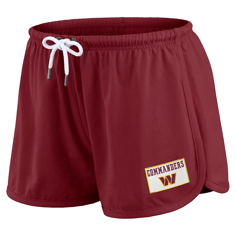 Women's WEAR by Erin Andrews Burgundy Washington Commanders Heavy Rugby Jersey Long Sleeve T-Shirt & Shorts Lounge Set