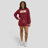 Women's WEAR by Erin Andrews Burgundy Washington Commanders Heavy Rugby Jersey Long Sleeve T-Shirt & Shorts Lounge Set