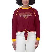 Women's WEAR by Erin Andrews Burgundy Washington Commanders Tie-Front Long Sleeve T-Shirt