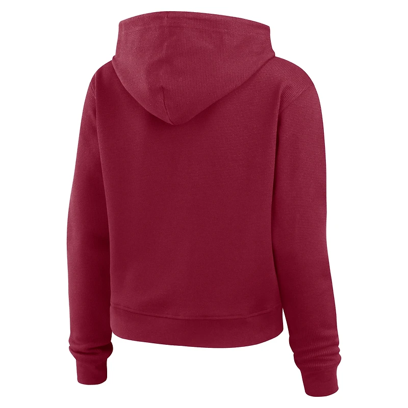 Women's WEAR by Erin Andrews Burgundy Washington Commanders Waffle Hoodie Pullover Top