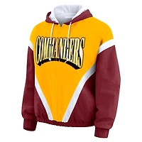 Women's WEAR by Erin Andrews Gold/Burgundy Washington Commanders Retro Crinkle Full-Zip Hoodie Windbreaker