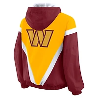 Women's WEAR by Erin Andrews Gold/Burgundy Washington Commanders Retro Crinkle Full-Zip Hoodie Windbreaker