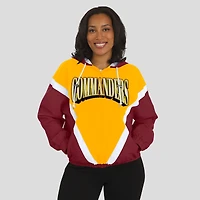 Women's WEAR by Erin Andrews Gold/Burgundy Washington Commanders Retro Crinkle Full-Zip Hoodie Windbreaker