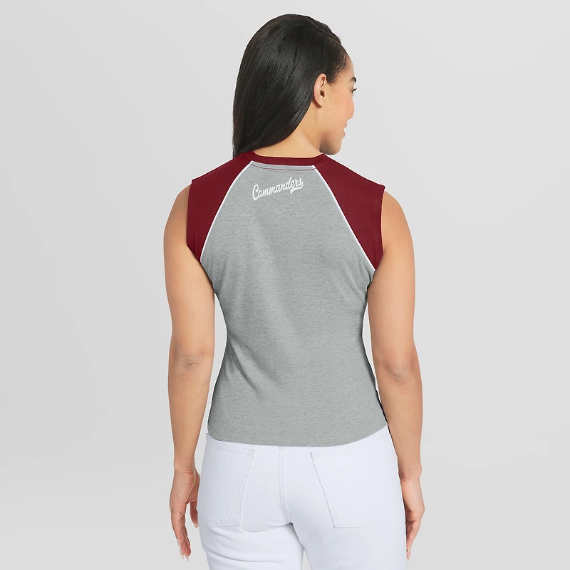 Women's WEAR by Erin Andrews  Heather Gray Washington Commanders Cropped Raglan Tank Top