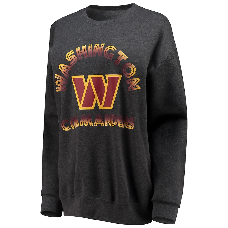 WEAR by Erin Andrews Heathered Charcoal Washington Commanders Sweat-shirt surdimensionné en polaire pour femmes