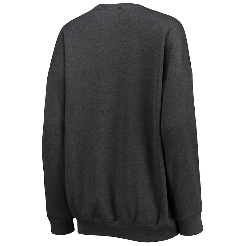 WEAR by Erin Andrews Heathered Charcoal Washington Commanders Sweat-shirt surdimensionné en polaire pour femmes