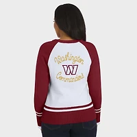 Women's WEAR by Erin Andrews White/Burgundy Washington Commanders Colorblock Raglan Sweater