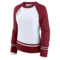 Women's WEAR by Erin Andrews White/Burgundy Washington Commanders Colorblock Raglan Sweater