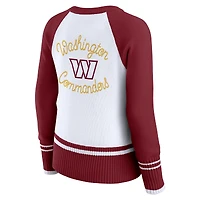 Women's WEAR by Erin Andrews White/Burgundy Washington Commanders Colorblock Raglan Sweater