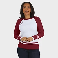Women's WEAR by Erin Andrews White/Burgundy Washington Commanders Colorblock Raglan Sweater
