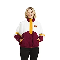 Women's WEAR by Erin Andrews  White/Burgundy Washington Commanders Crinkle Full-Snap Hooded Windbreaker Jacket
