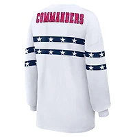 T-shirt à manches longues rayé Americana des commandants de Washington, blanc, la marque WEAR by Erin Andrews, pour femmes