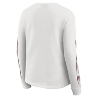 Women's WEAR by Erin Andrews  White Washington Commanders Graphic Waffle Long-Sleeve T-Shirt