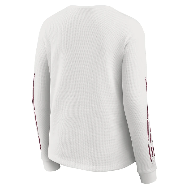 Women's WEAR by Erin Andrews White Washington Commanders Graphic Waffle Long-Sleeve T-Shirt