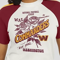 Women's WEAR by Erin Andrews White Washington Commanders Sleeve Stripe Distressed Raglan T-Shirt