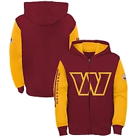 Sweat à capuche entièrement zippé bordeaux/or Washington Commanders pour jeune