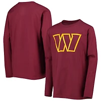 T-shirt à manches longues avec logo de l'équipe principale des commandants Washington pour jeunes bordeaux
