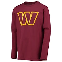 T-shirt à manches longues avec logo de l'équipe principale des commandants Washington pour jeunes bordeaux