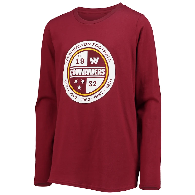 T-shirt bordeaux Washington Commanders Secondary Logo à manches longues pour jeune