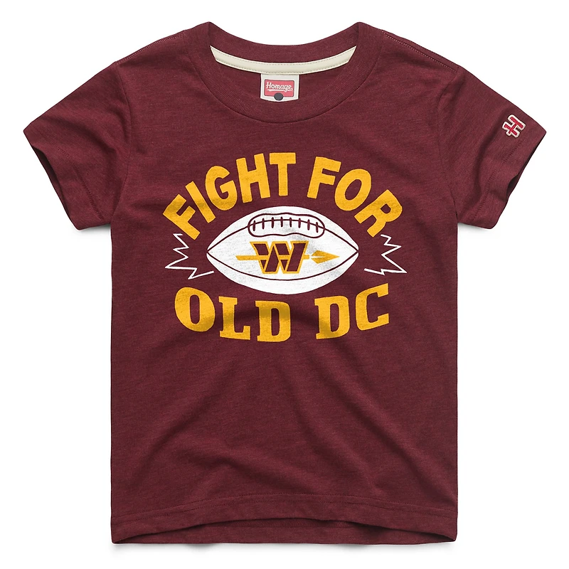 Youth Homage Burgundy Washington Commanders Fight For Old DC Logo Tri-Blend T-Shirt