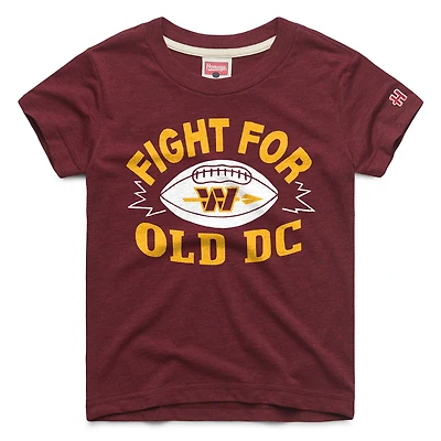 Youth Homage Burgundy Washington Commanders Fight For Old DC Logo Tri-Blend T-Shirt