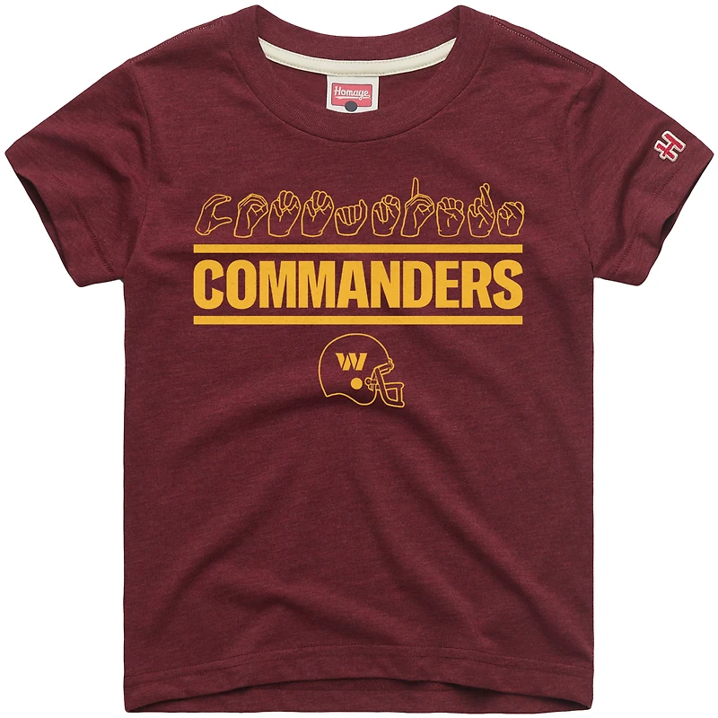 T-shirt bordeaux Youth Hommage Washington Commanders Love Sign x ASL 2.0 Tri-Blend