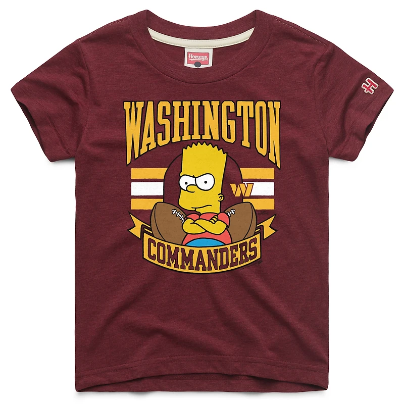 T-shirt bordeaux Tri-Blend des Washington Commanders Youth Homage x Les Simpson