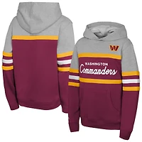 Sweat à capuche Mitchell & Ness bordeaux pour enfant, modèle rétro des Washington Commanders, représentant l'entraîneur-chef.