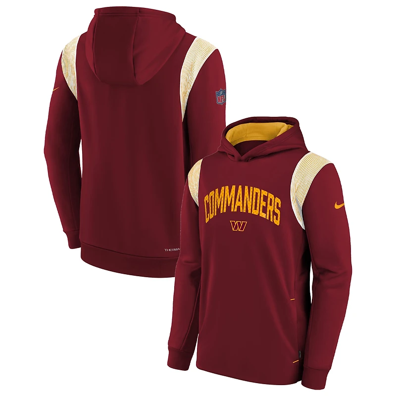 Youth Nike Burgundy Washington Commanders Sideline Fleece Performance Pullover Hoodie