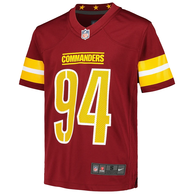Maillot de match Nike Daron Payne pour jeunes des Commanders Washington, bordeaux