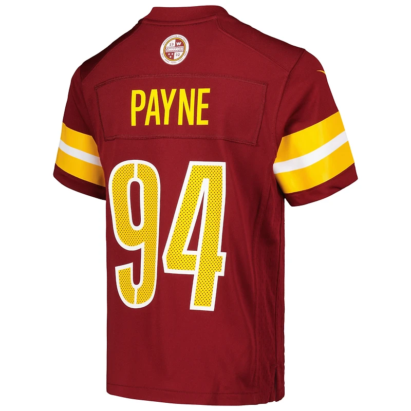 Maillot de match Nike Daron Payne pour jeunes des Commanders Washington, bordeaux