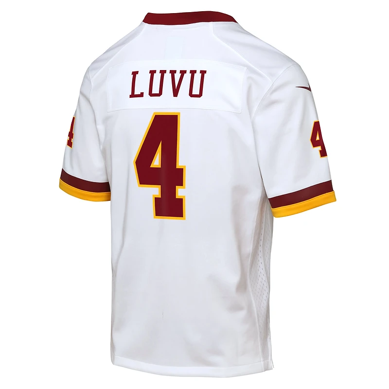 Maillot Nike Frankie Luvu blanc pour jeunes des Washington Commanders, édition Super Bowl