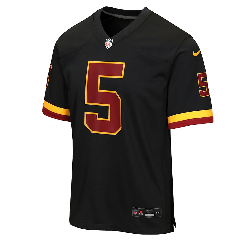 Maillot alternatif Nike Jayden Daniels noir Washington Commanders Hail Raiser pour enfant
