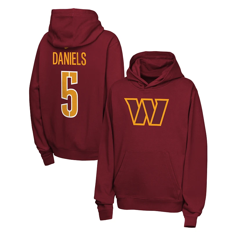 Youth Nike Jayden Daniels Burgundy Washington Commanders Name & Number Club Fleece Hoodie
