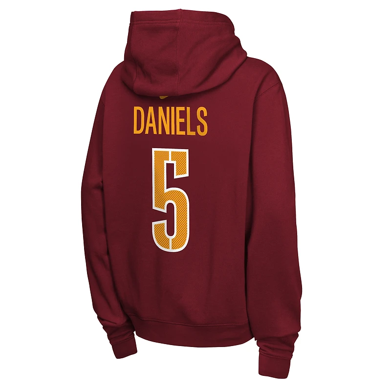 Youth Nike Jayden Daniels Burgundy Washington Commanders Name & Number Club Fleece Hoodie