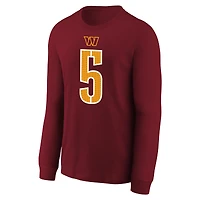 T-shirt à manches longues Nike pour jeune Jayden Daniels, bordeaux, avec nom et numéro du joueur des Washington Commanders